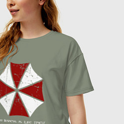 Футболка оверсайз женская Umbrella corporation logo, цвет: авокадо — фото 2