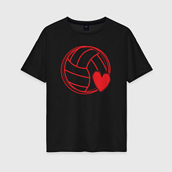 Футболка оверсайз женская Volley love, цвет: черный