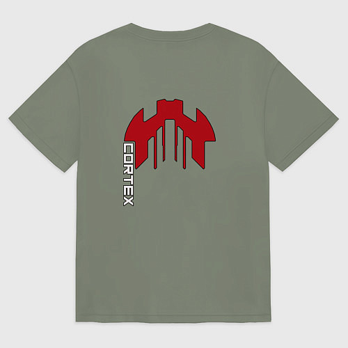 Женская футболка оверсайз Cortex красный чёрная обводка / Авокадо – фото 2