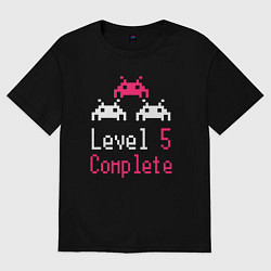 Футболка оверсайз женская Уровень 5 пройден, цвет: черный