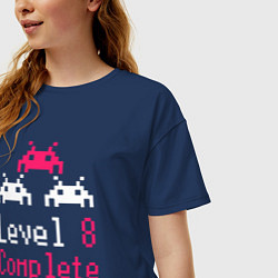 Футболка оверсайз женская Уровень 8 пройден, цвет: тёмно-синий — фото 2