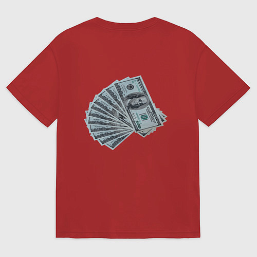 Женская футболка оверсайз Доллар usa веером / Красный – фото 2
