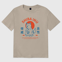 Женская футболка оверсайз Сиба ину , Японский стиль