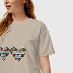 Футболка оверсайз женская Сердечное признание, цвет: миндальный — фото 2