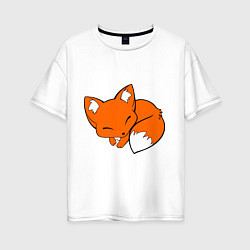 Женская футболка оверсайз Спящий лисёнок