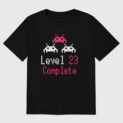 Футболка оверсайз женская Уровень 23 пройден, цвет: черный