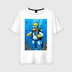 Футболка оверсайз женская Homer diving - ai art fantasy, цвет: белый