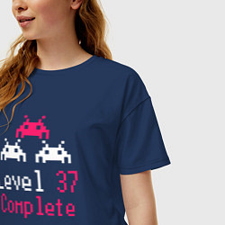 Футболка оверсайз женская Уровень 37 пройден, цвет: тёмно-синий — фото 2