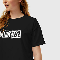 Футболка оверсайз женская Blink 182 трафарет белый, цвет: черный — фото 2
