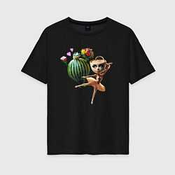 Футболка оверсайз женская Ballerina Cappuccina - Glorbo Fruttodrillo, цвет: черный