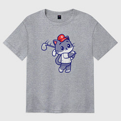 Женская футболка оверсайз Котёнок гольфист