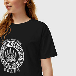Футболка оверсайз женская Природа мой храм - печать Велеса, цвет: черный — фото 2