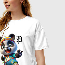 Футболка оверсайз женская Funny panda cub - anime, цвет: белый — фото 2