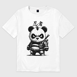 Футболка оверсайз женская Панда маленький ниндзя - нейроарт, цвет: белый