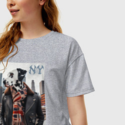 Футболка оверсайз женская Далматинец на улице Нью-Йорка - нейроарт, цвет: меланж — фото 2