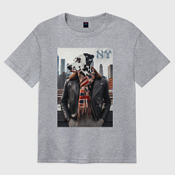 Футболка оверсайз женская Далматинец на улице Нью-Йорка - нейроарт, цвет: меланж