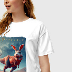 Футболка оверсайз женская Зайцезавр - мем, цвет: белый — фото 2