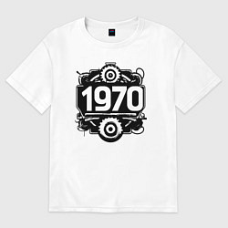 Футболка оверсайз женская 1970-е эпоха механики и силы, цвет: белый