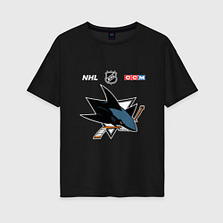 Футболка оверсайз женская Сан Хосе Шаркс - НХЛ команда, цвет: черный