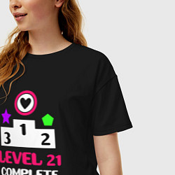 Футболка оверсайз женская 21 уровень пройден, цвет: черный — фото 2