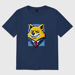 Футболка оверсайз женская Ехидный лис, цвет: тёмно-синий