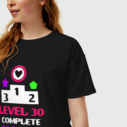 Футболка оверсайз женская 30 уровень пройден, цвет: черный — фото 2