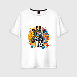 Женская футболка оверсайз Абстракция жираф в точечку