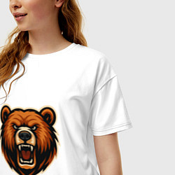 Футболка оверсайз женская Рычащий медведь, цвет: белый — фото 2