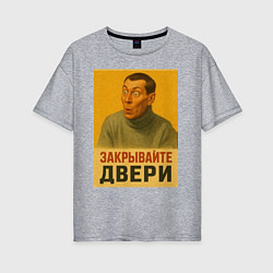 Футболка оверсайз женская Двери запили мем плакат, цвет: меланж
