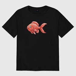 Футболка оверсайз женская Милая красная рыбка, цвет: черный