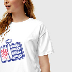 Футболка оверсайз женская Сардины, цвет: белый — фото 2