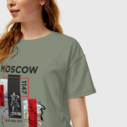 Футболка оверсайз женская Москва коллаж, цвет: авокадо — фото 2