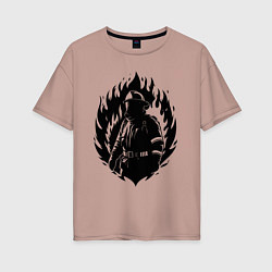 Женская футболка оверсайз Пожарный в огне