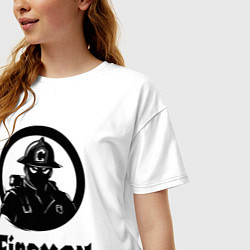 Футболка оверсайз женская Пожарный аниме, цвет: белый — фото 2