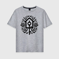 Футболка оверсайз женская Ключ к дому и цветы, цвет: меланж