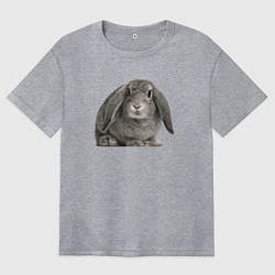 Футболка оверсайз женская Серый пушистый кролик, цвет: меланж