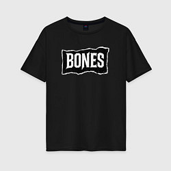 Футболка оверсайз женская Bones лого, цвет: черный
