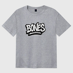 Женская футболка оверсайз Bones белый логотип