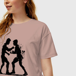 Футболка оверсайз женская Рестлерский поединок, цвет: пыльно-розовый — фото 2