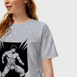 Футболка оверсайз женская Аниме самбист, цвет: меланж — фото 2