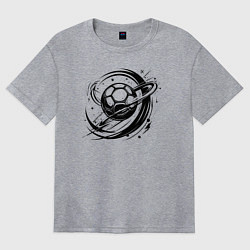 Женская футболка оверсайз Космический мяч гандбол