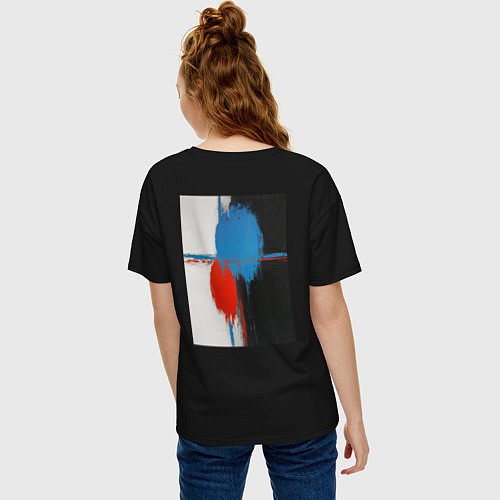 Женская футболка оверсайз Картина маслом абстракция / Черный – фото 4