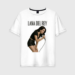Футболка оверсайз женская Lana Del Rey с микрофоном, цвет: белый