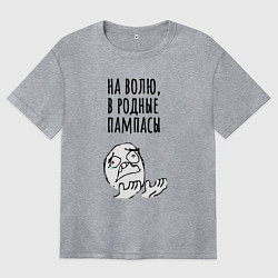 Футболка оверсайз женская На волю в пампасы, цвет: меланж