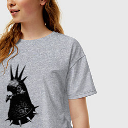 Футболка оверсайз женская Панк голубь, цвет: меланж — фото 2