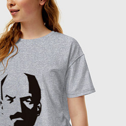 Футболка оверсайз женская Владимир Ленин абстрактный портрет, цвет: меланж — фото 2