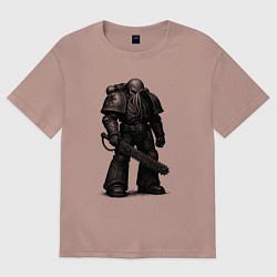 Футболка оверсайз женская Ктулху космодесантник, цвет: пыльно-розовый