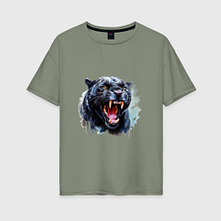 Женская футболка оверсайз Пантера оскал