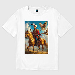 Женская футболка оверсайз Казак на коне с совами
