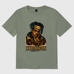 Футболка оверсайз женская XXXTentacion мультяшный стиль, цвет: авокадо